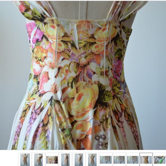 Asymmetrical Women Tunic Blouse sz 1 Made in USA by Stretch Square Neck Floral - Picture 8 of 9